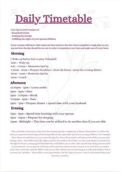 ربة البيت | Planner for Female Students of Knowledge